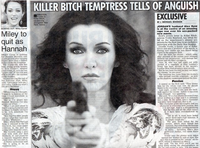 Yvette Rowland Daily Star interview re 'Killer Bitch'.