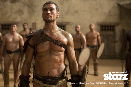 Still of Andy Whitfield and Jai Courtney in Spartacus: Blood and Sand (2010)