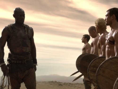 Still of Peter Mensah, Andy Whitfield and Jai Courtney in Spartacus: Blood and Sand (2010)