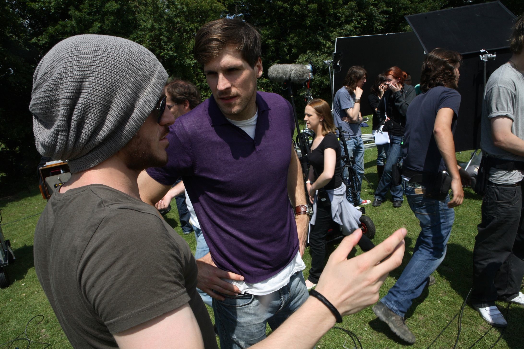 Giles Alderson and Martin Owen discussing shots for Sportsday 3D