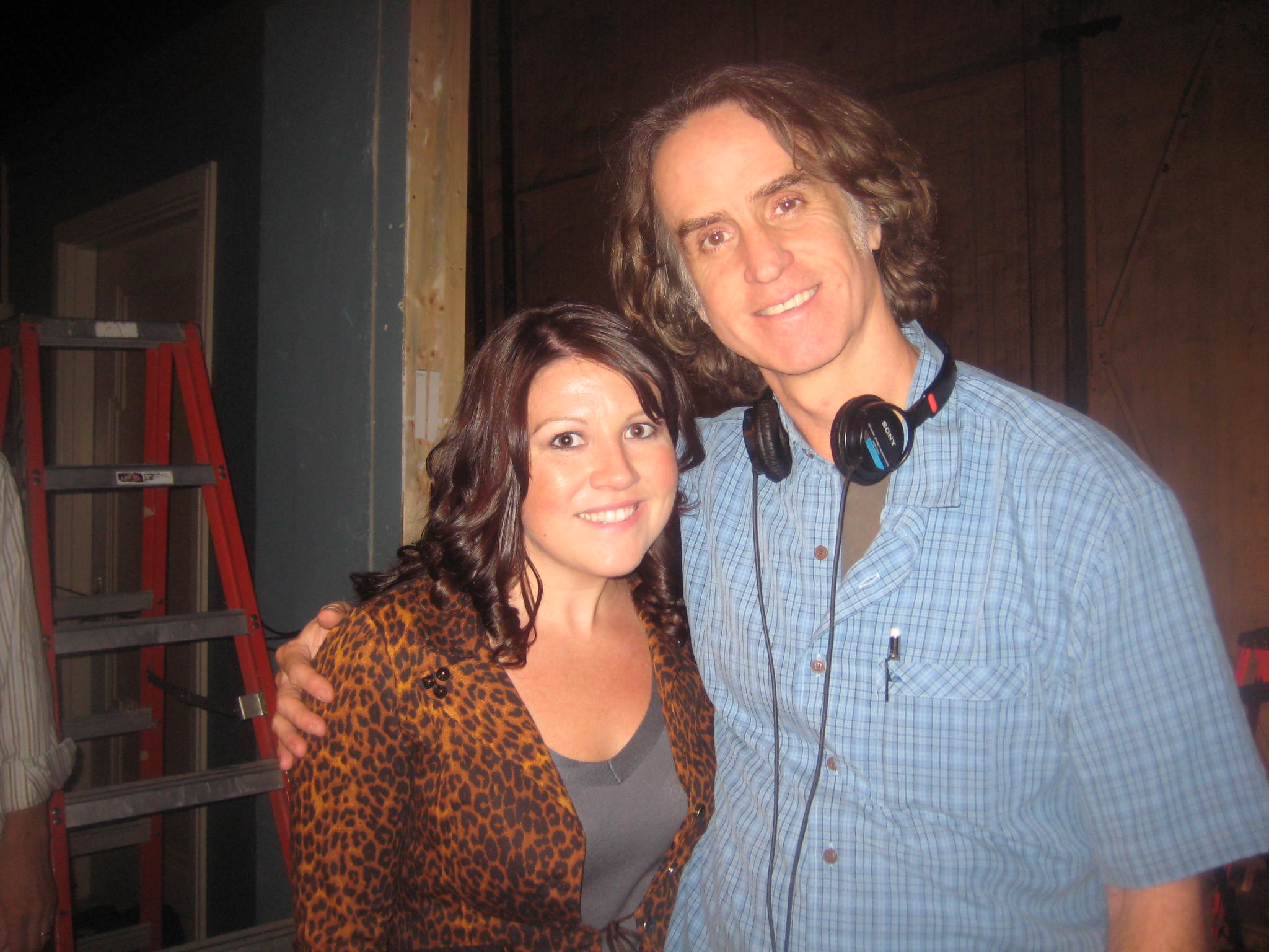 Director Jay Roach with Actress Christy Lee Hughes on set of 