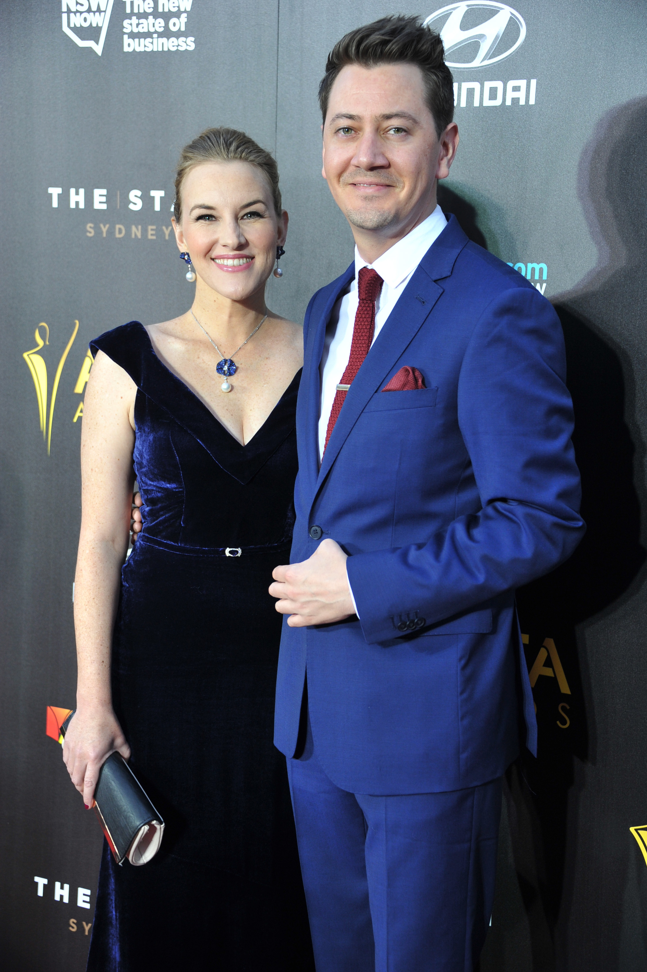 Hamish Michael and Kate Mulvany attend the AACTA Awards at The Star in Sydney on January 29, 2015.