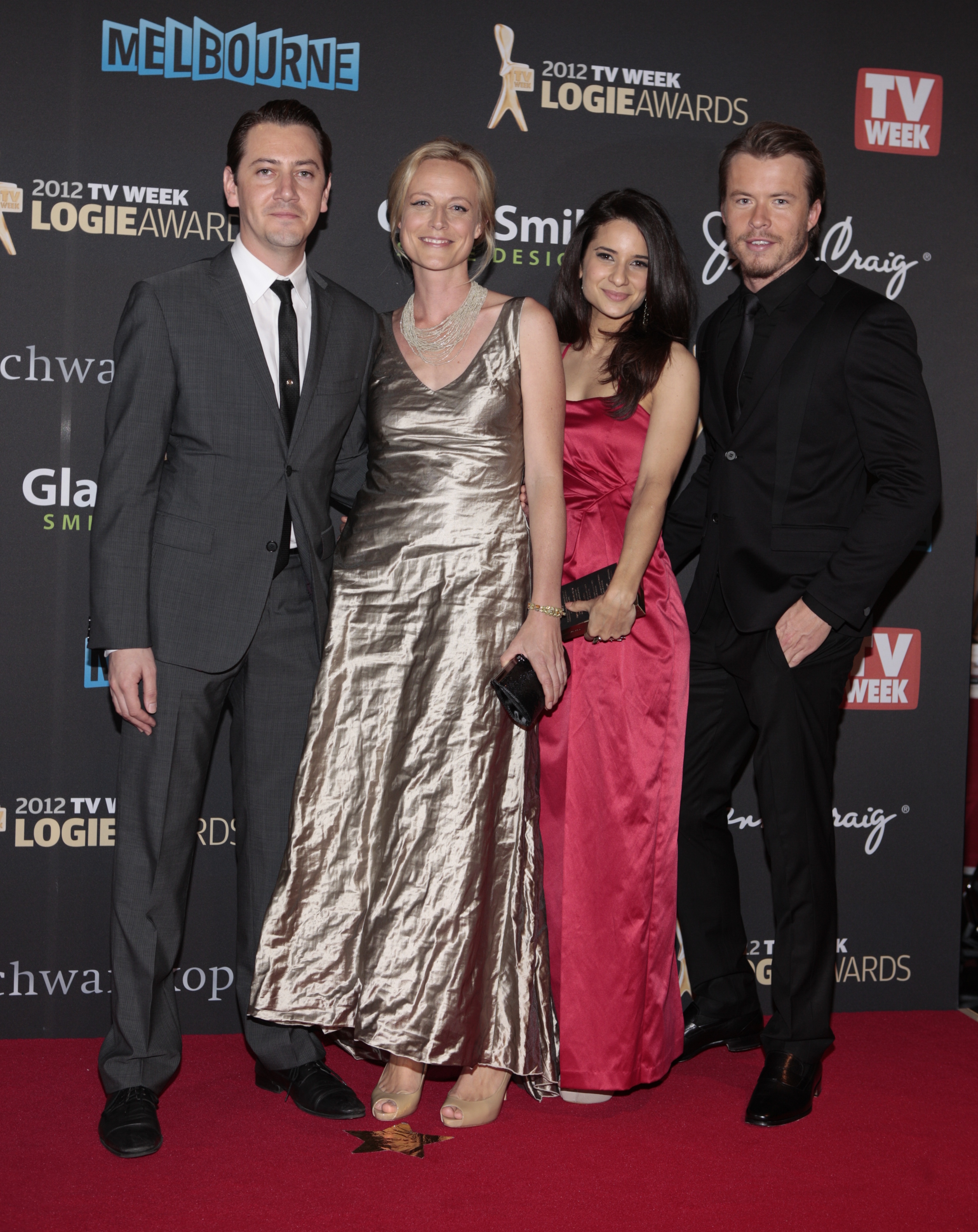 Crownies cast members Hamish Michael, Marta Dusseldorp, Todd Lasance and Andrea Demetriades at the 2012 TV Week Logie Awards.