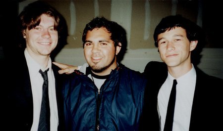 Patrick Fugit, Joshua Ligairi, and Joseph Gordon-Levitt on the set of the Sundance Film Lab version of Paradise Now.