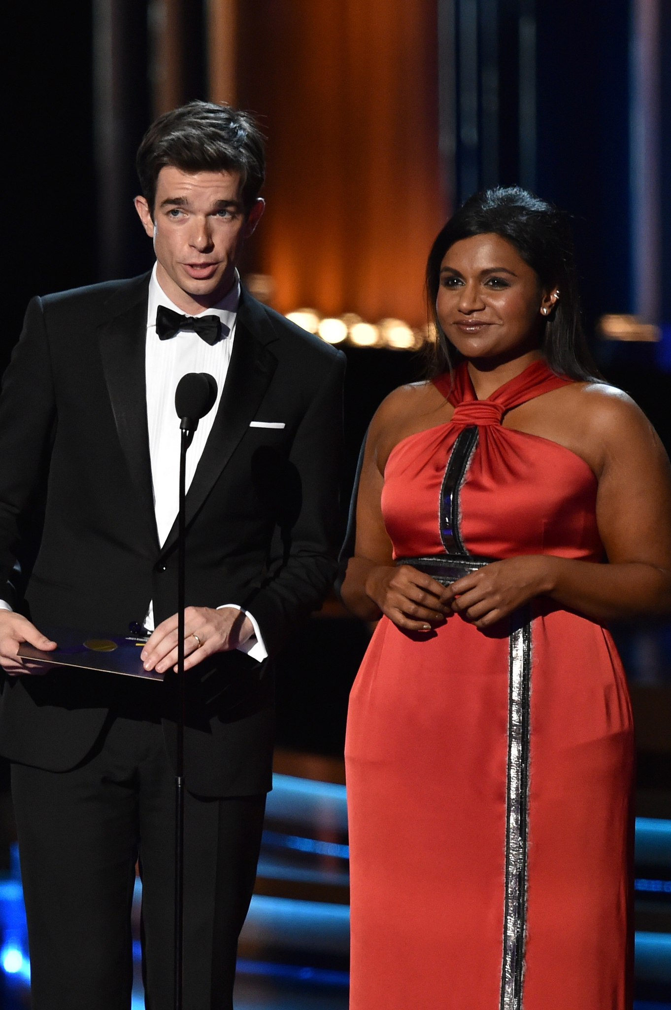 Mindy Kaling and John Mulaney at event of The 66th Primetime Emmy Awards (2014)