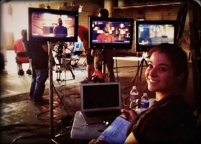 Sara Geralds script supervising a 3-Camera feature film