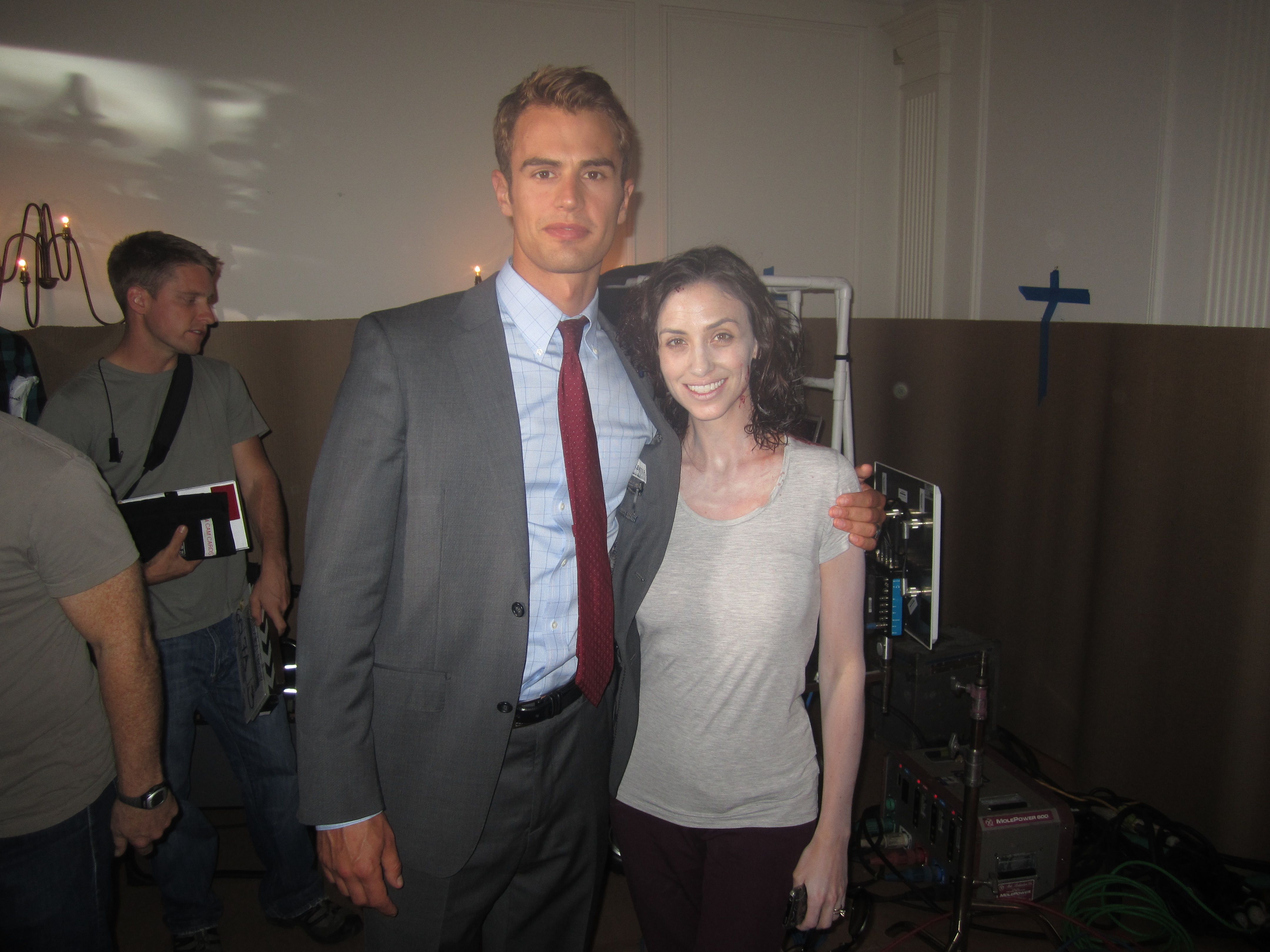On set with Theo James for 