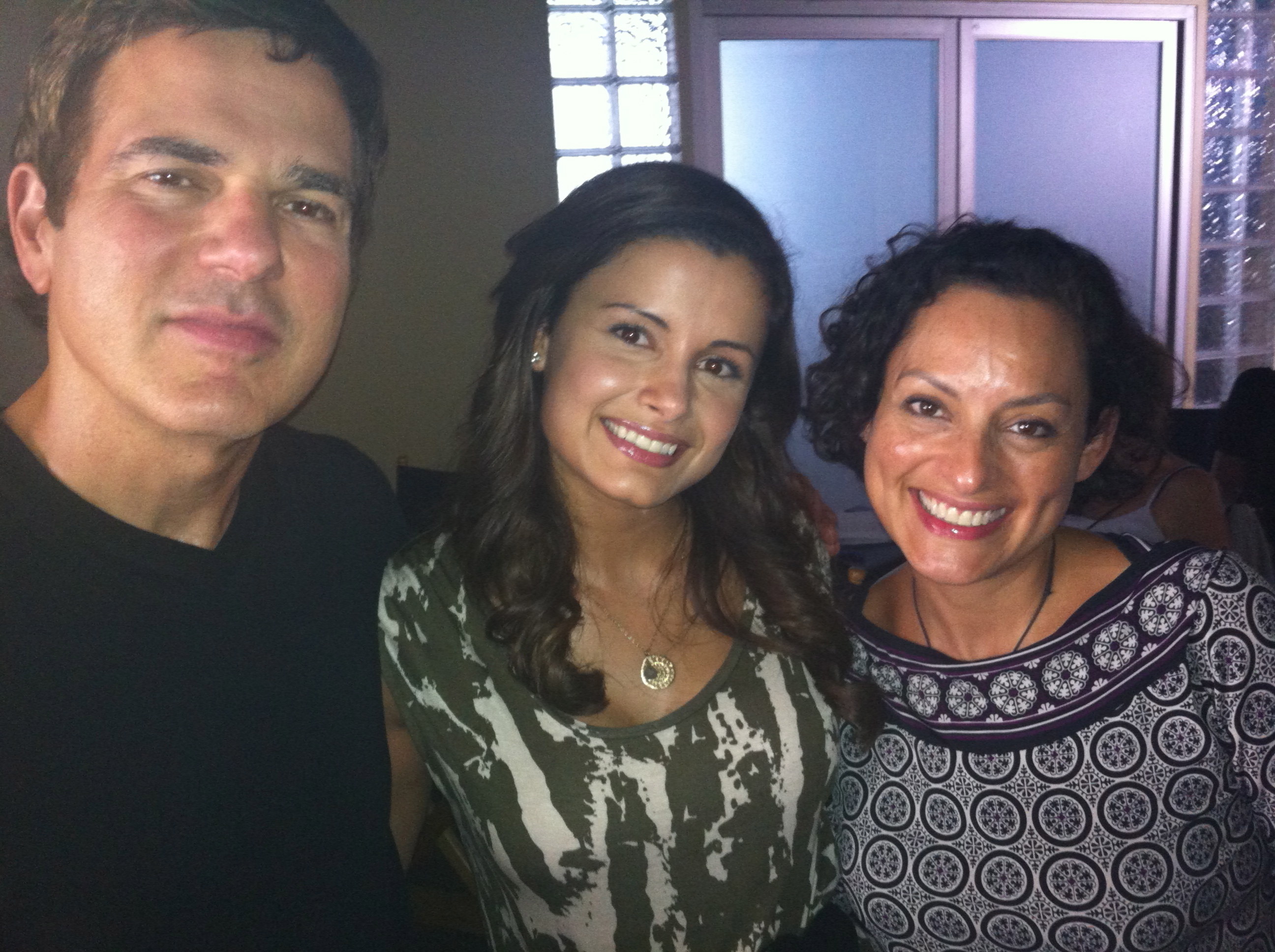 On set of East Los High with Director and writer Carlos Portugal and writer Kathleen Bedoya