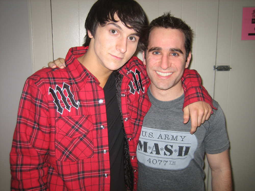 Mitchel Musso and Ben Giroux backstage while shooting Disney's 