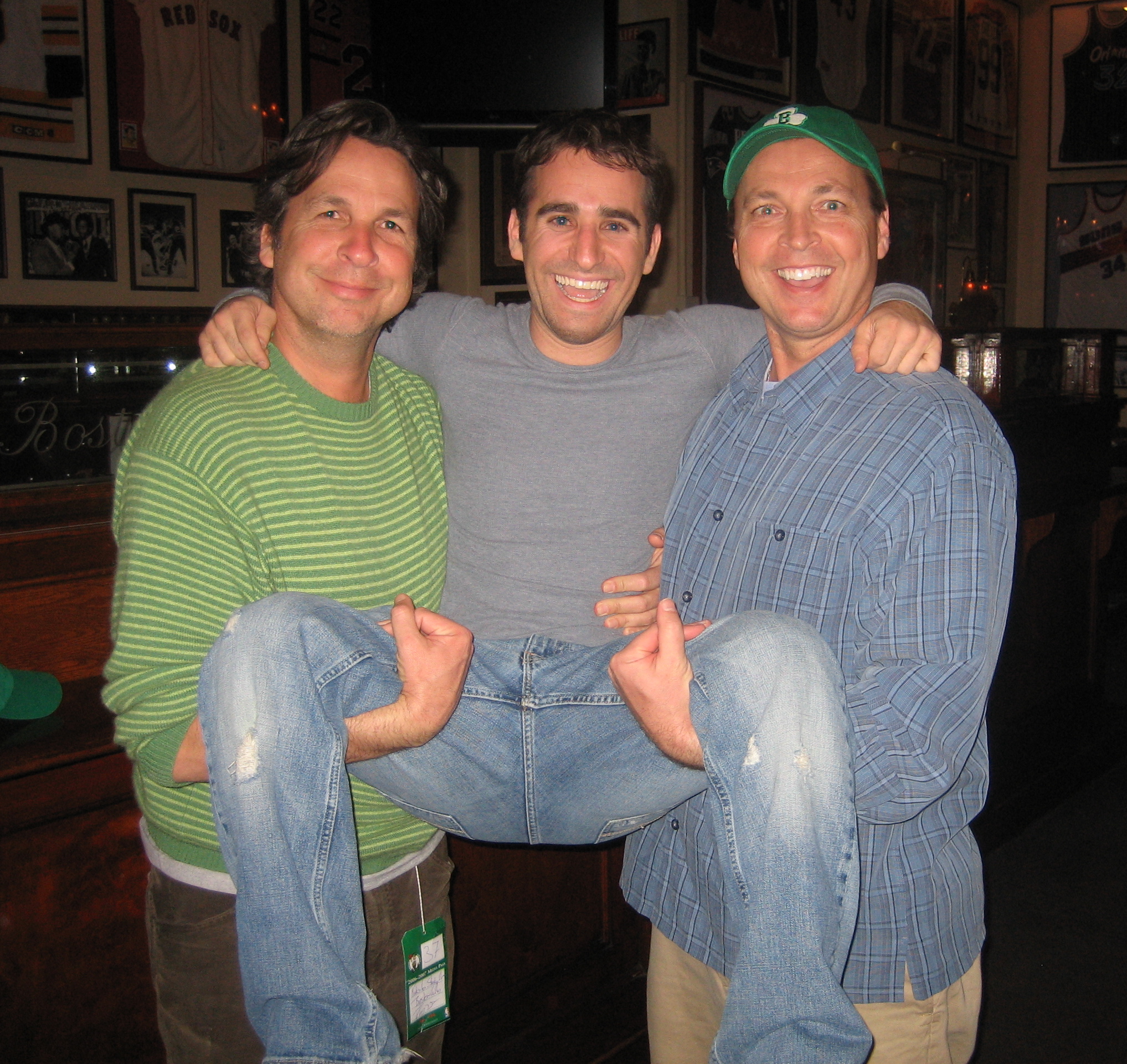 Ben Giroux with Peter and Bobby Farrelly on set for 