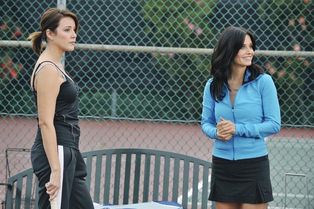 Still of Courteney Cox and Christa Miller in Cougar Town (2009)