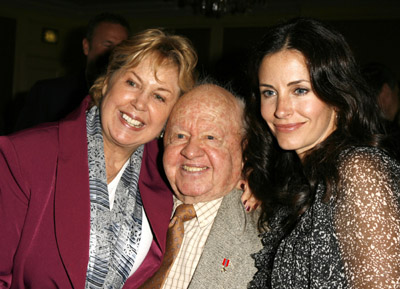 Courteney Cox, Mickey Rooney and Jan Rooney
