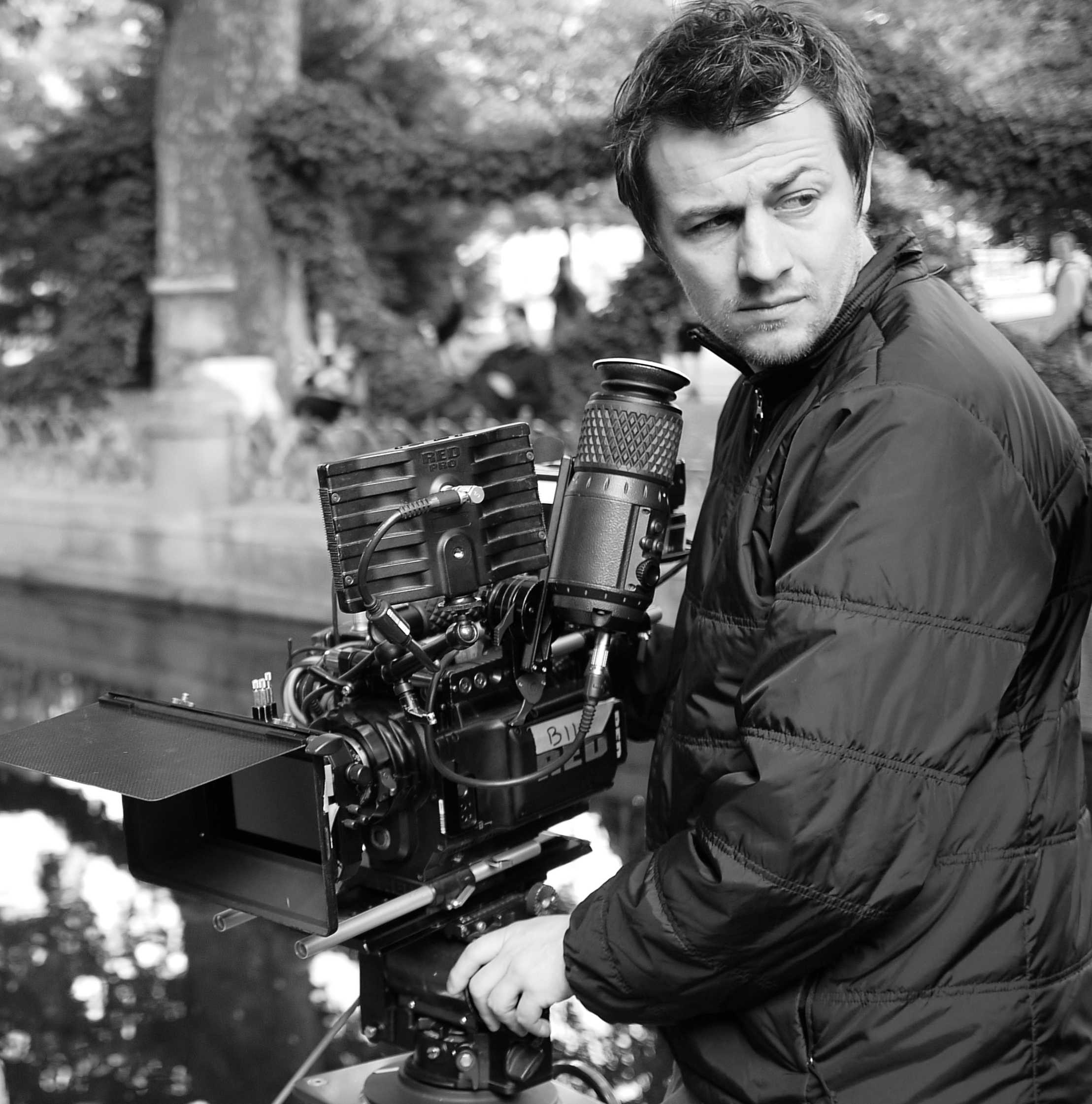 Brandon Cox shooting on location in Luxembourg Gardens Paris, France.