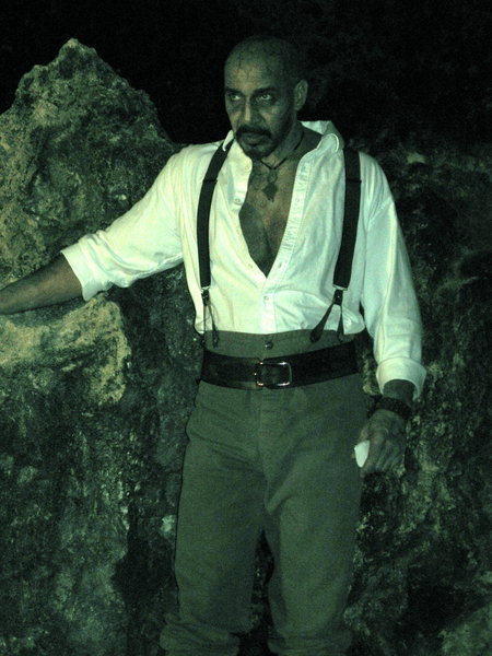 Ski Cutty Carr as the aristocratic vampire 'Guillermo' in the soon to be released movie SLAYER; on location in Puerto Rico...`