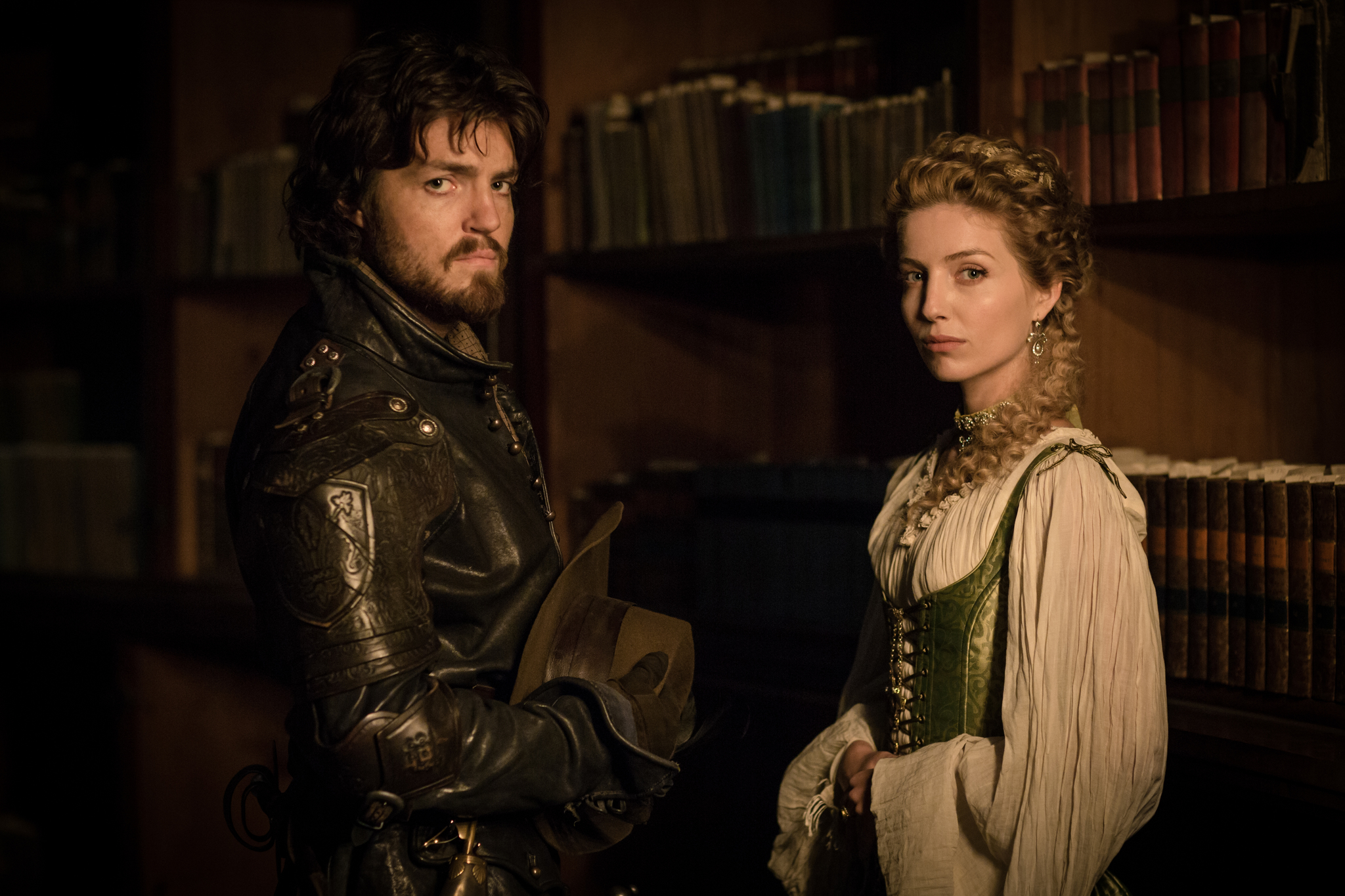 Still of Tom Burke and Annabelle Wallis in The Musketeers (2014)
