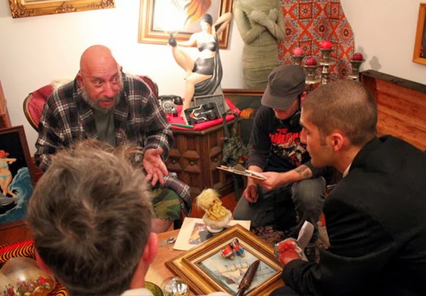 Gary Michael Schultz rehearsing with Sid Haig,Joey Bicicchi and Frank Zieger on set of Devil in My Ride.