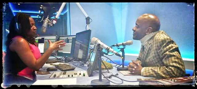 London UK's Radio Personality (Magic 105.4 FM) & CEO, Feeling Fab, Angie Greaves and Charles Reese having a conversation about James Baldwin. Ms. Angie Greaves is the Oprah Winfrey in radio in the UK.