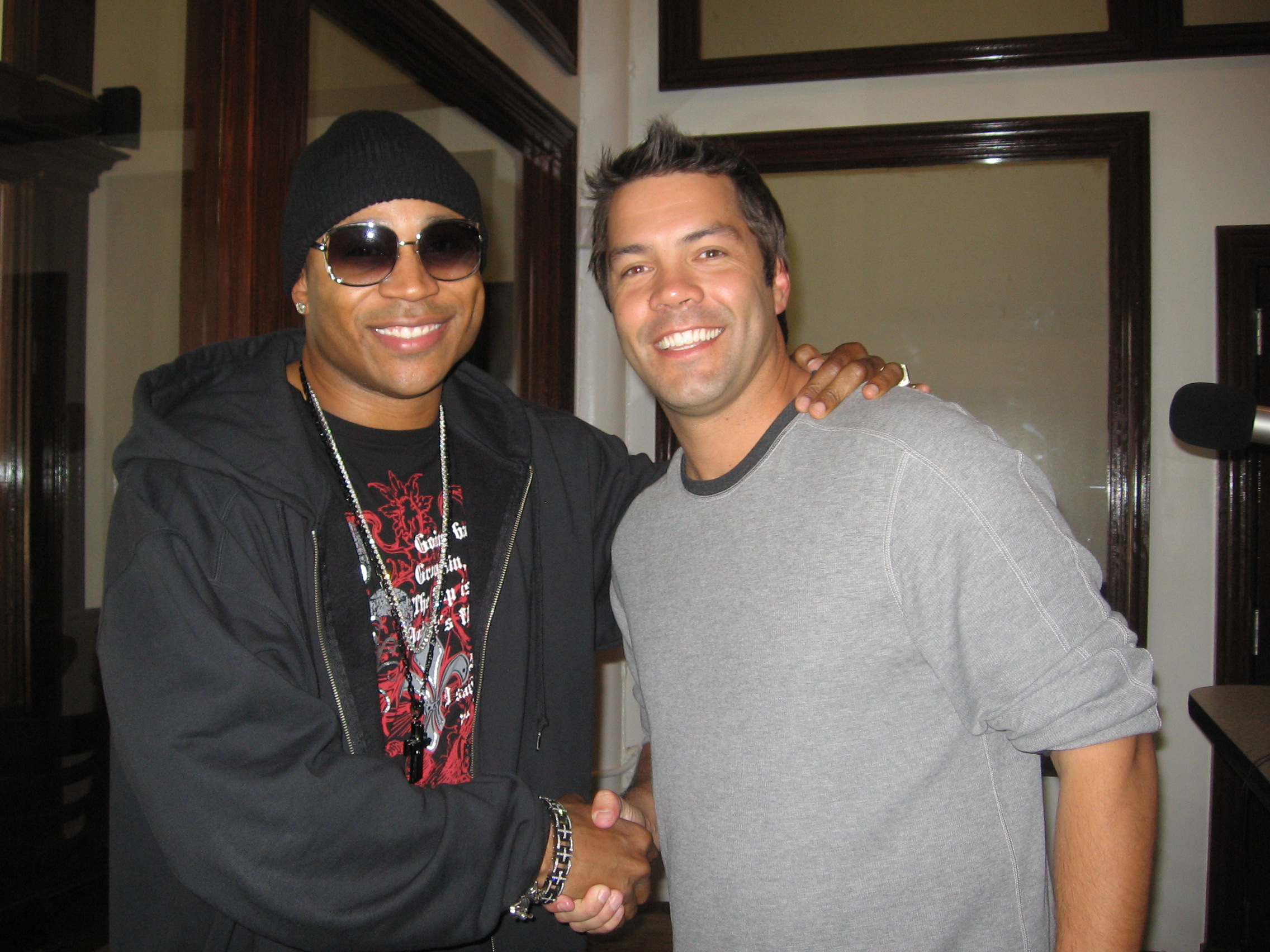 Mark Nilsson with LL Cool J during an appearance on the Mancow Show