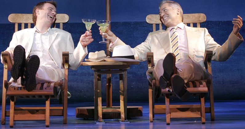 Timothy Gulan and Tom Hewitt in the First National Tour of Dirty Rotten Scoundrels, 2006