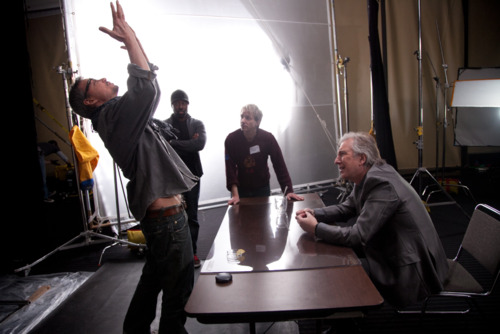 Producer Kevin Arbouet on the set of Portraits in Dramatic Time with David Michalek, Paul Warner, and Alan Rickman