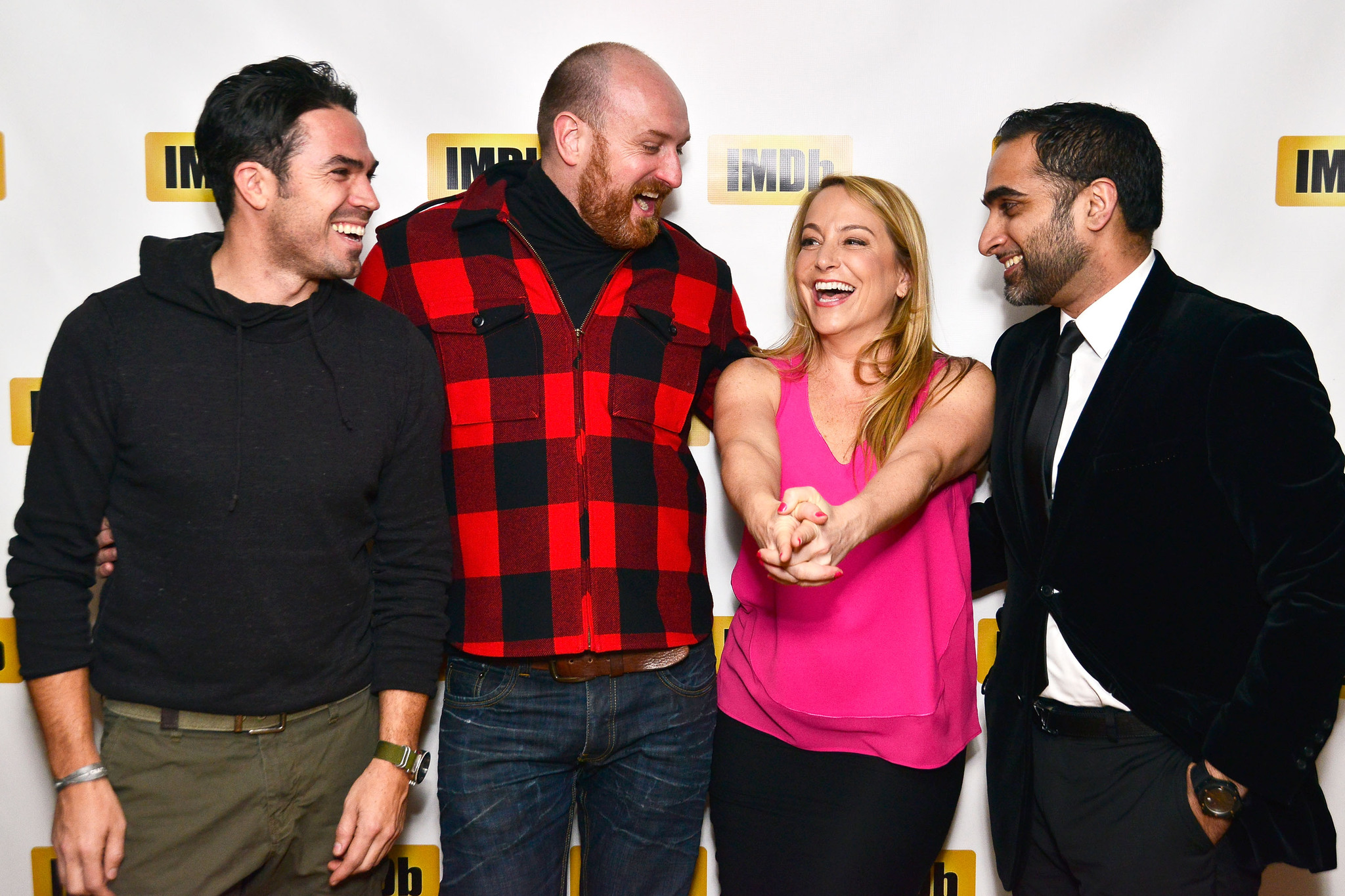 Sheenon Olson, Michael Sucsy, head of PR and original content Emily Glassman and Fahar Faizaan attend the IMDb Sundance dinner party at the Mustang on January 20, 2014 in Park City, Utah.