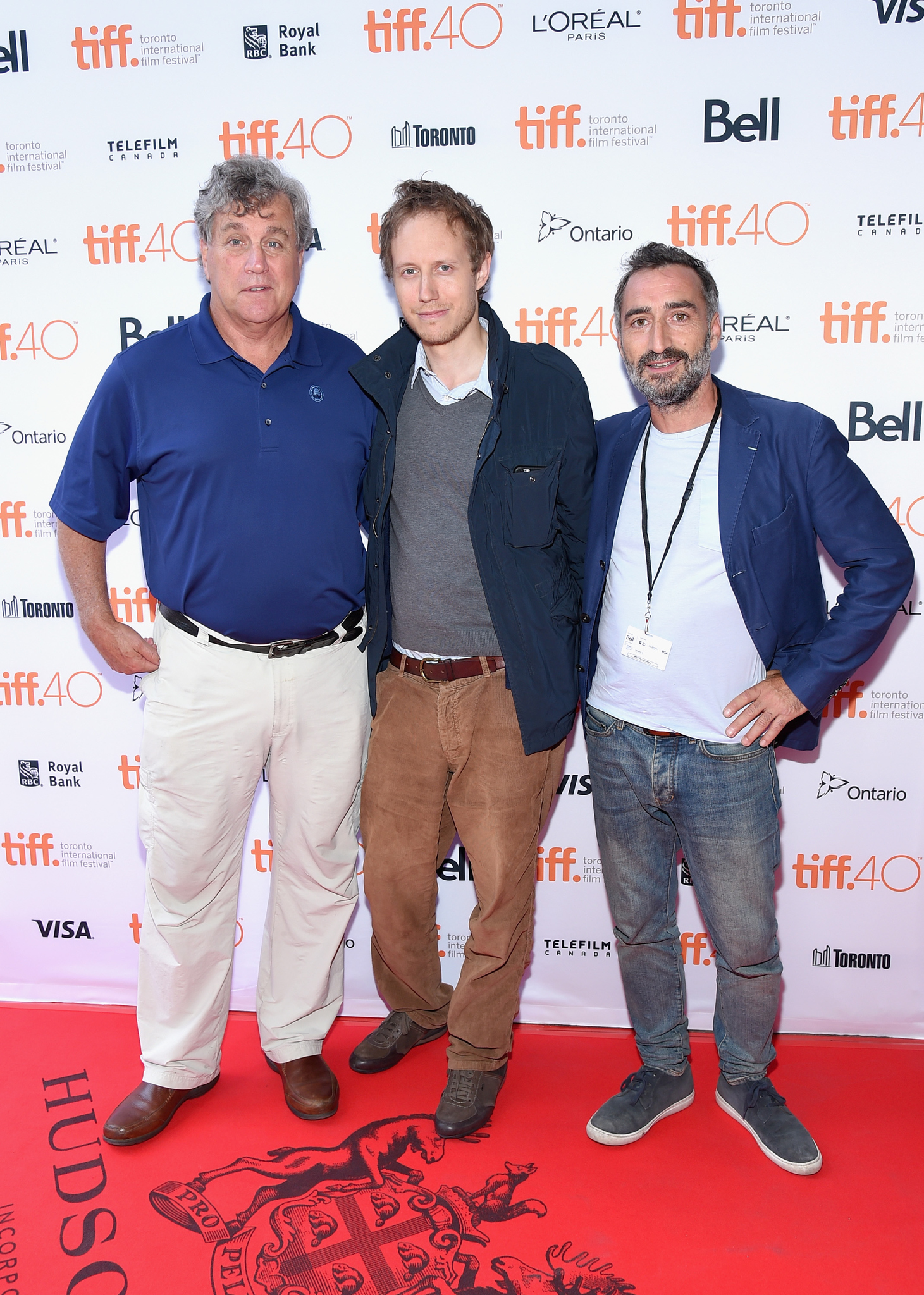 László Nemes, Tom Bernard and Géza Röhrig at event of Saul fia (2015)