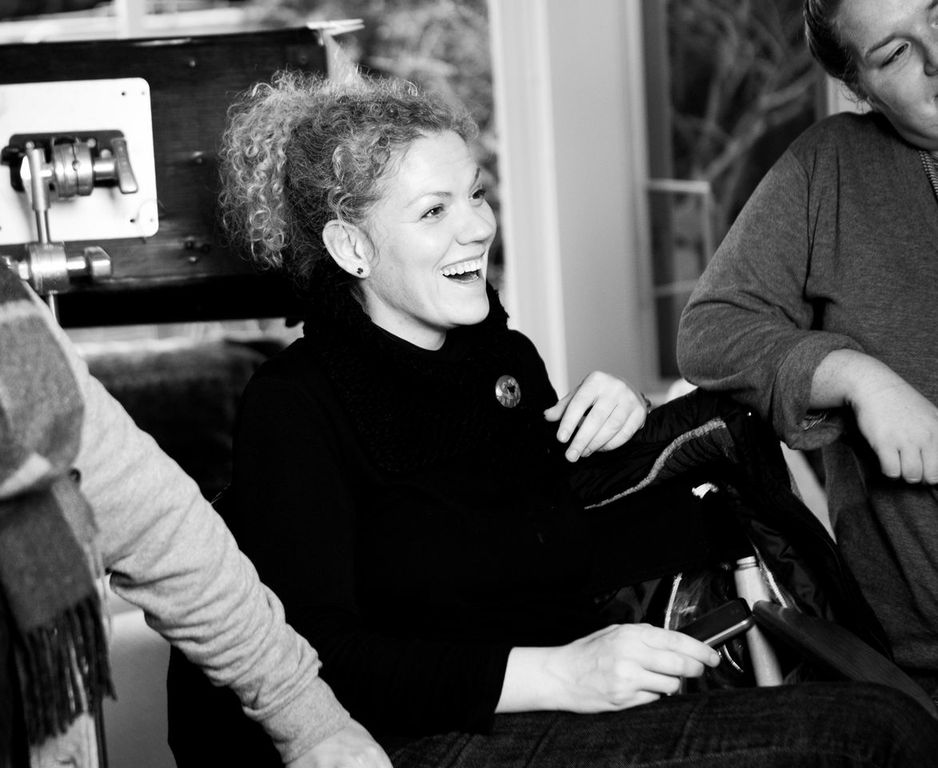 Co- Creator/ Exec Producer S. Siobhan McCarthy laughs at the monitor on the set of PARKED