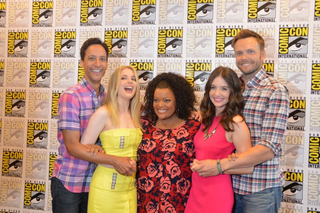 The cast of Community before their panel at Comic-Con 2012