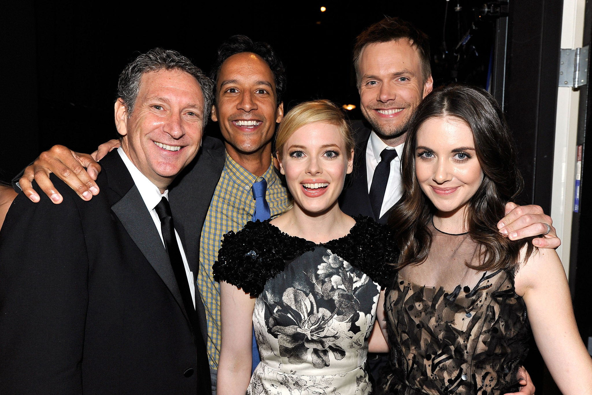 Russ Krasnoff, Joel McHale, Alison Brie, Gillian Jacobs and Danny Pudi at event of Community (2009)