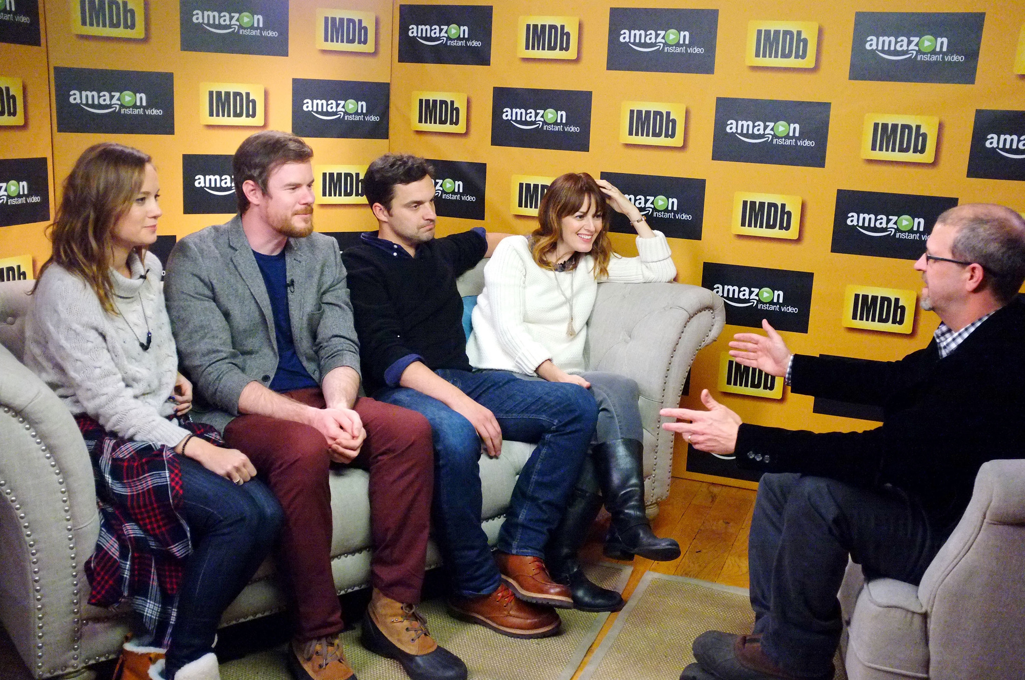 Brie Larson, Rosemarie DeWitt, Joe Swanberg, Jake Johnson and Keith Simanton at event of IMDb & AIV Studio at Sundance (2015)