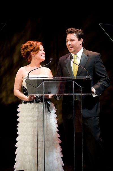 Cathie Filian and Steve Piacenza presenting at the 35th Daytime Emmys.