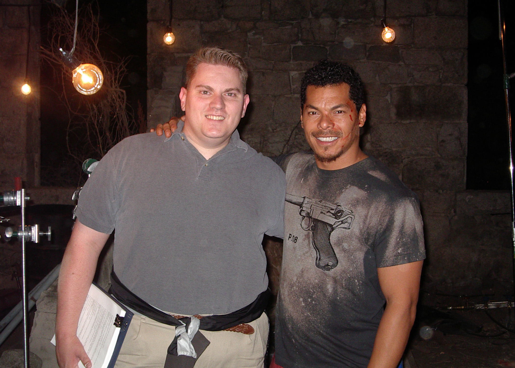 Storyboard director, Jonathan Hallett alongside Marcus Chong on the set of The Crow 4.