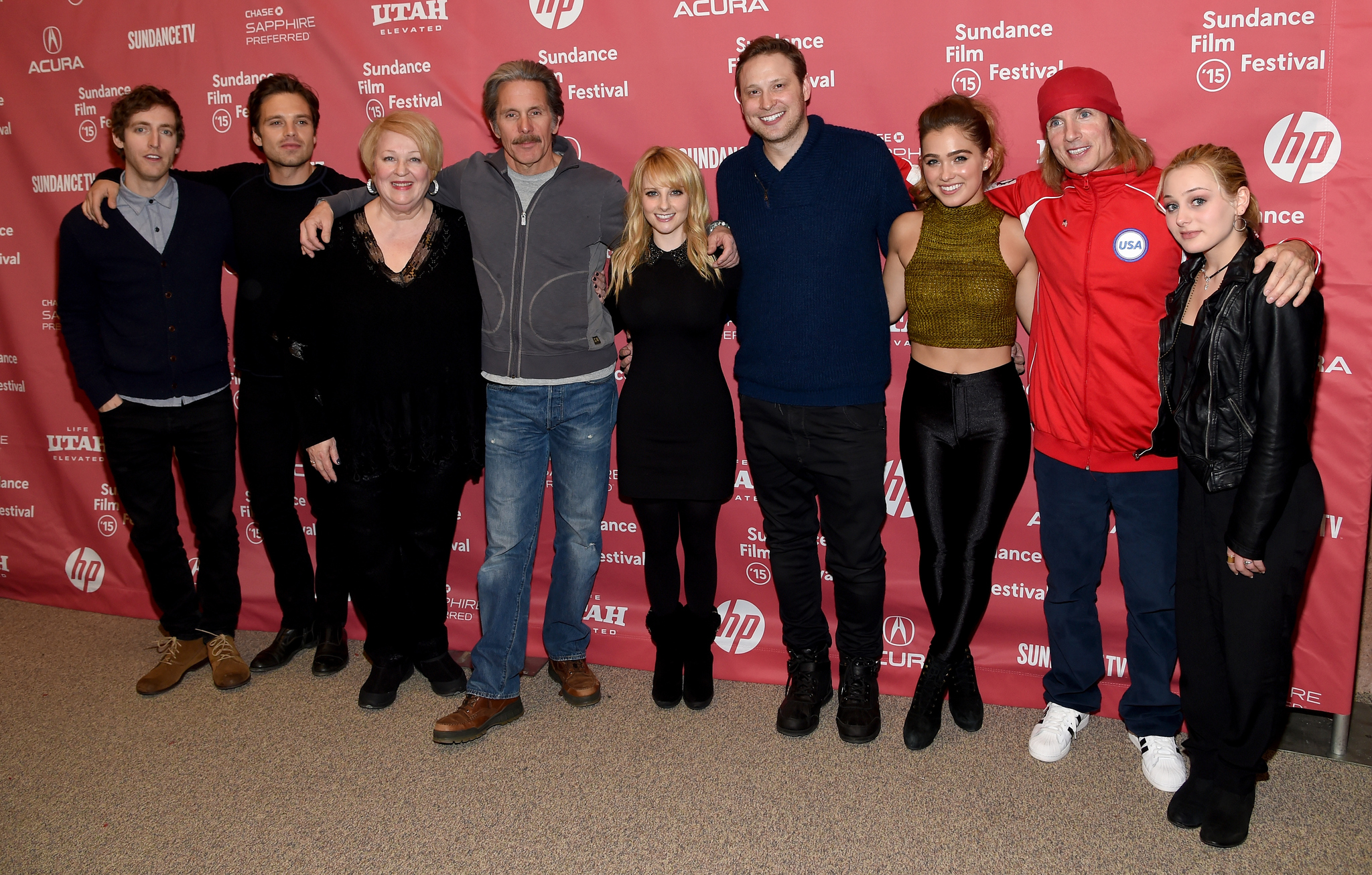 Gary Cole, Dale Raoul, Bryan Buckley, Sebastian Stan, Melissa Rauch, Ellery Sprayberry, Thomas Middleditch, Winston Rauch and Haley Lu Richardson at event of The Bronze (2015)