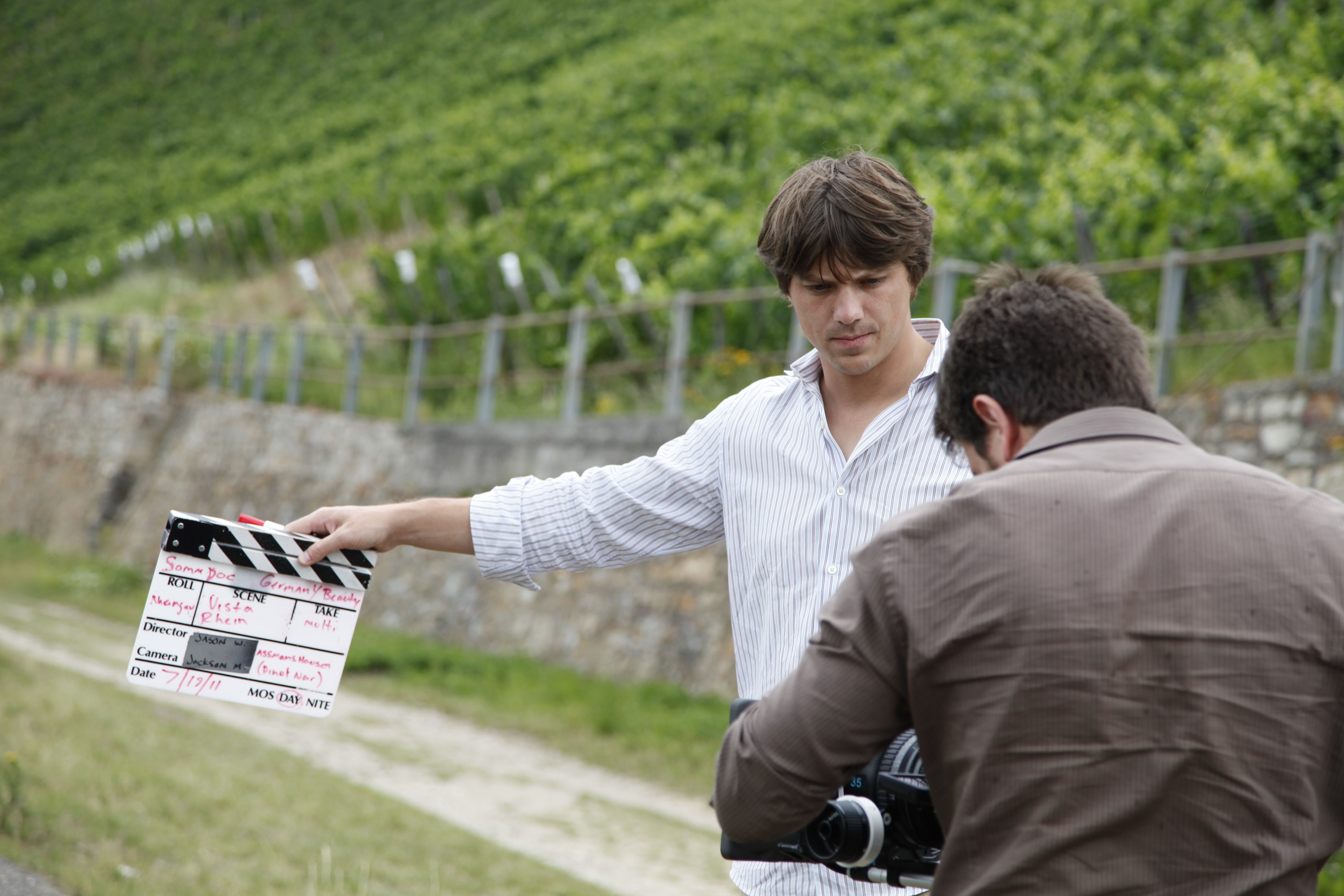 Jason Wise on the set of Somm in Germany
