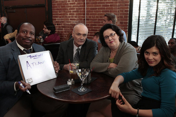 Still of Creed Bratton, Phyllis Smith, Leslie David Baker and Stanley Hudson in The Office (2005)