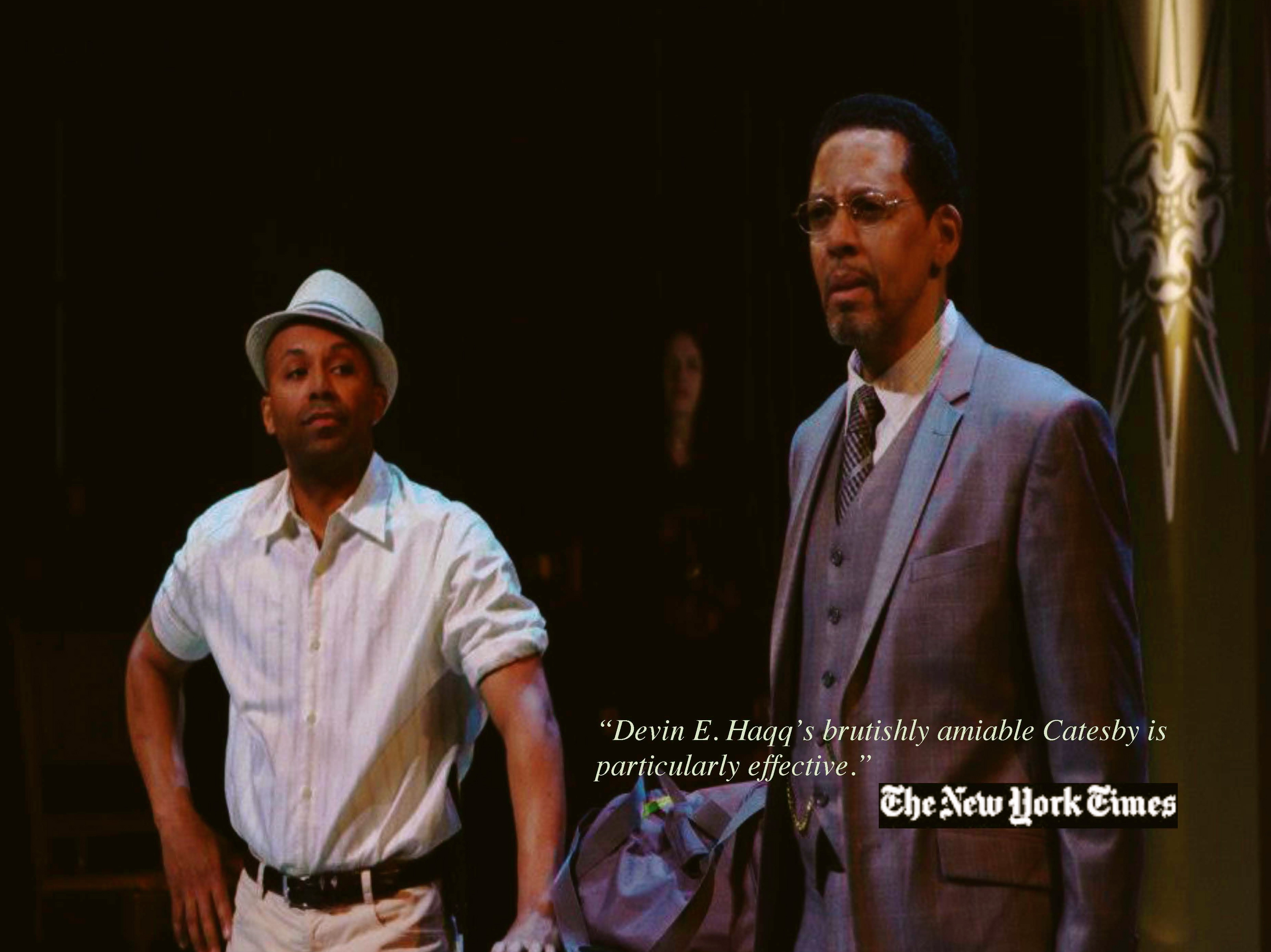 Devin E. Haqq and Peter Jay Fernandez in Richard III/Born with Teeth at the Pershing Square Signature Center (2013).