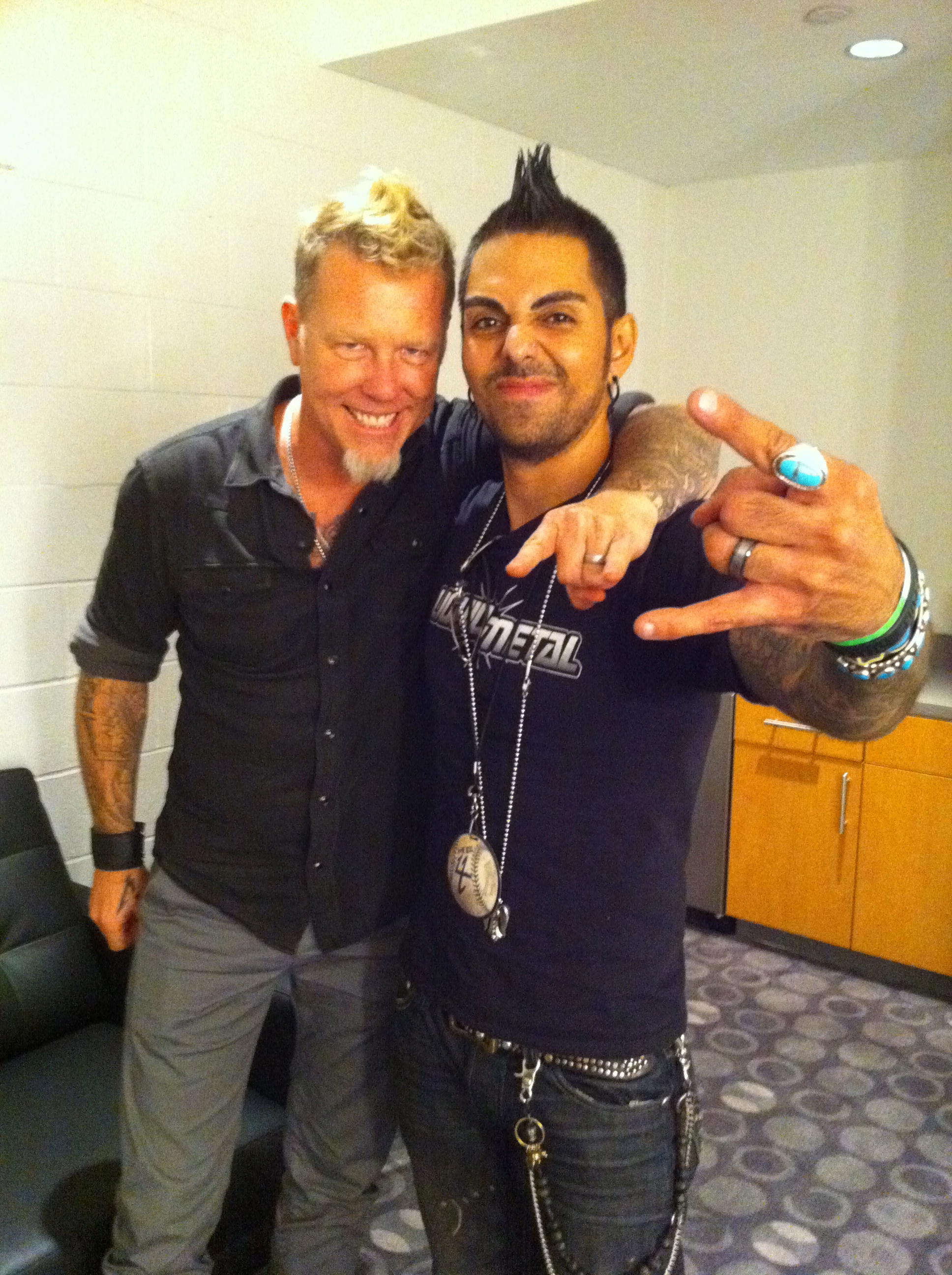 Interviewing Metallica's James Hetfield at Yankees stadium Big 4 concert for MTV2's Headbangers Ball - Sept 2011
