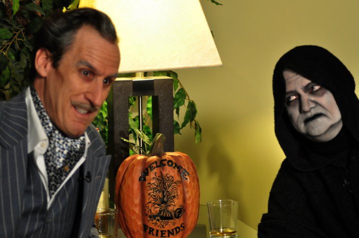 As Vincent Price, chillin with the Grim Reaper during the filming of 