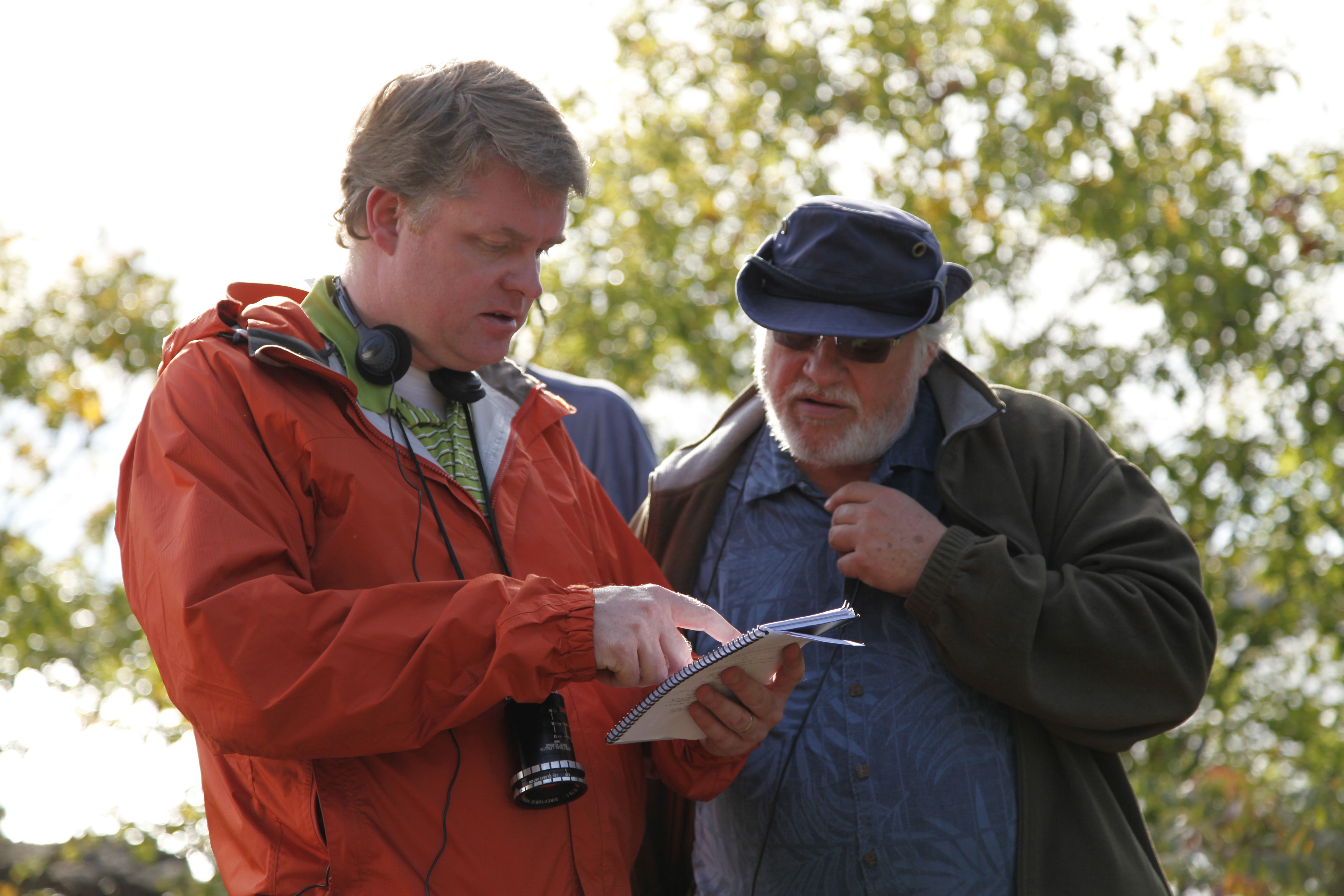 Richard Boddington and 1st AD Stewart Young on the set of, Against The Wild, 2012.