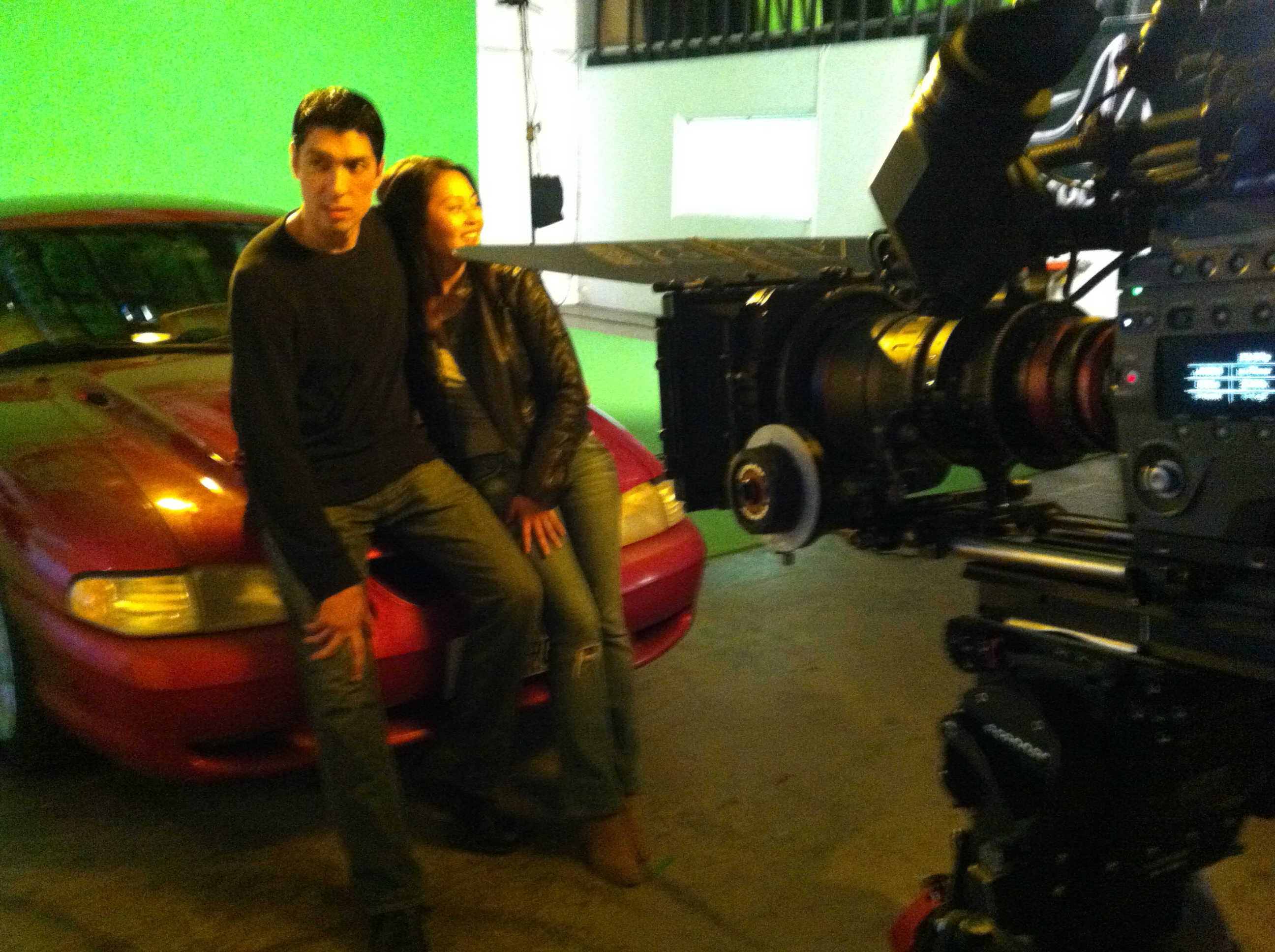 Jin Kelley and Sam Yim on set for The Art of Fighting
