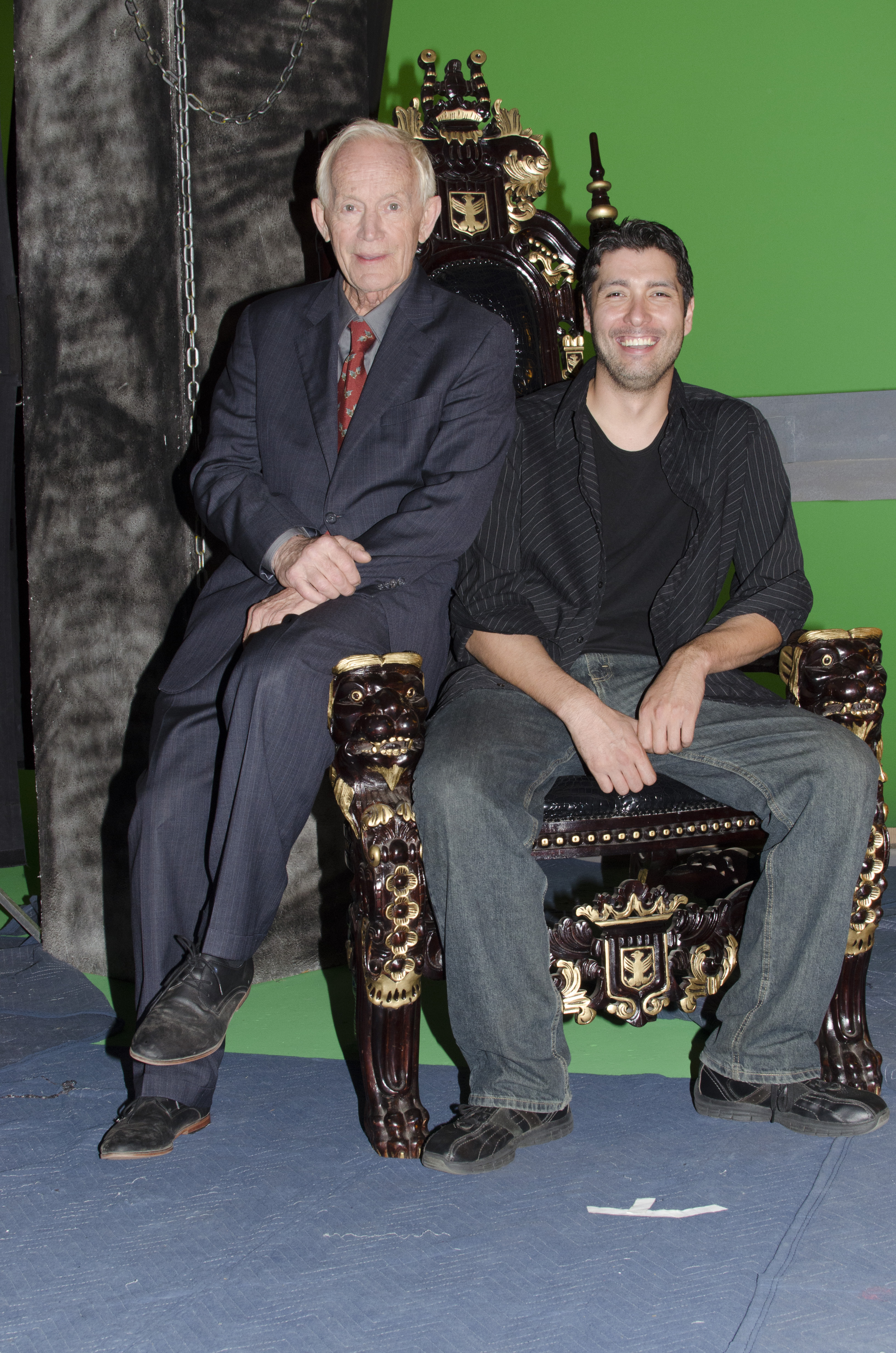 Lance Henriksen with Director Jin Kelley on the set of Nightmares.