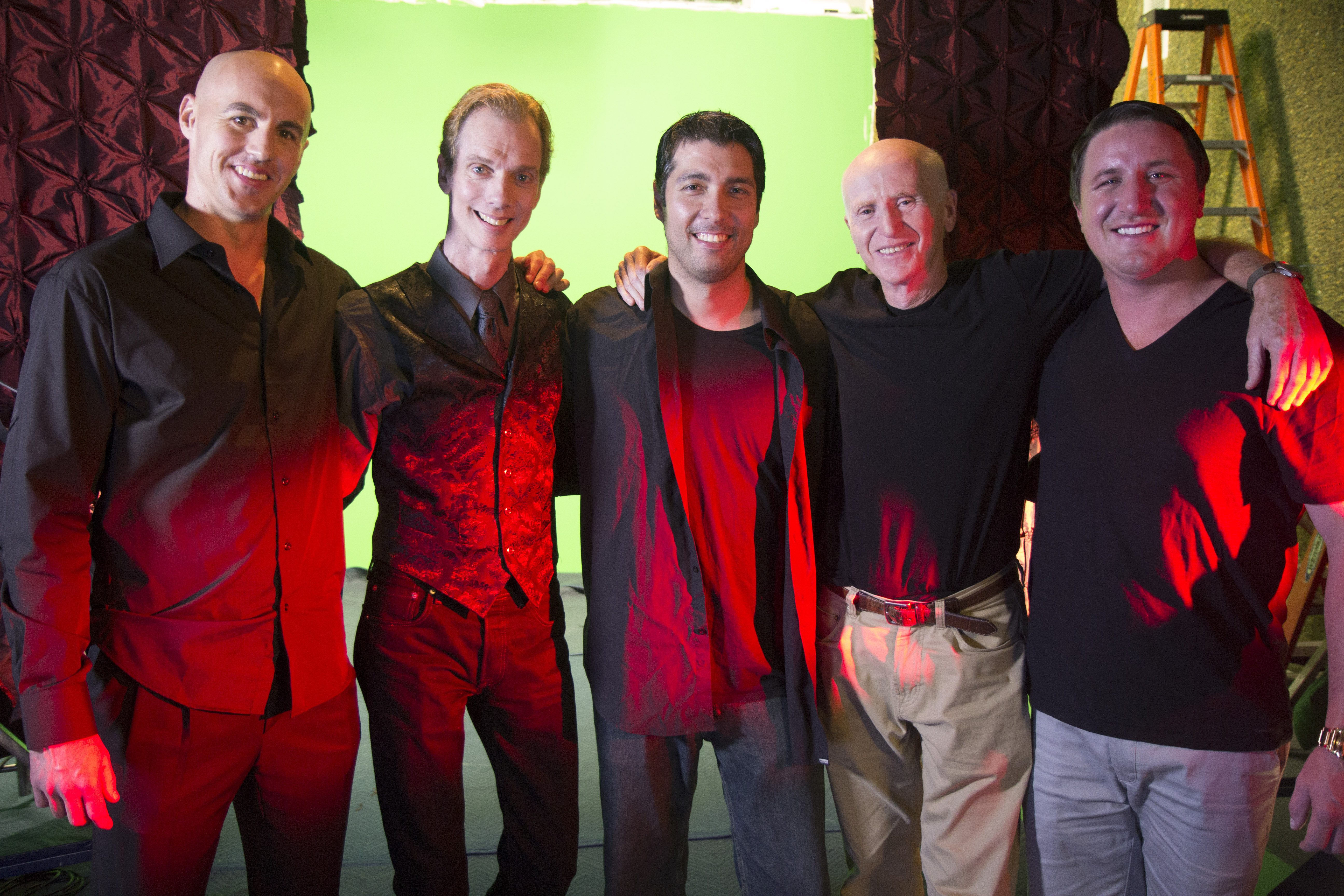 Douglas Tait, Doug Jones Director Jin Kelley, Philip Friedman, and Nicholas King on set of Nightmares.