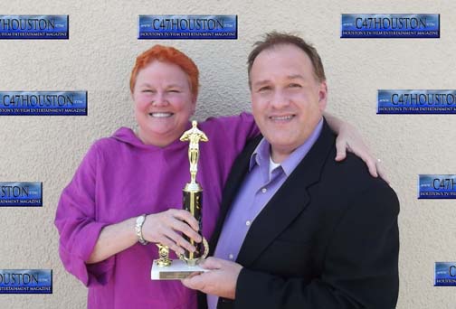 Molly Vernon and Wayne Slaten accepting award for Best Short in Houston, Texas for 2011 (our film COLD WAR)