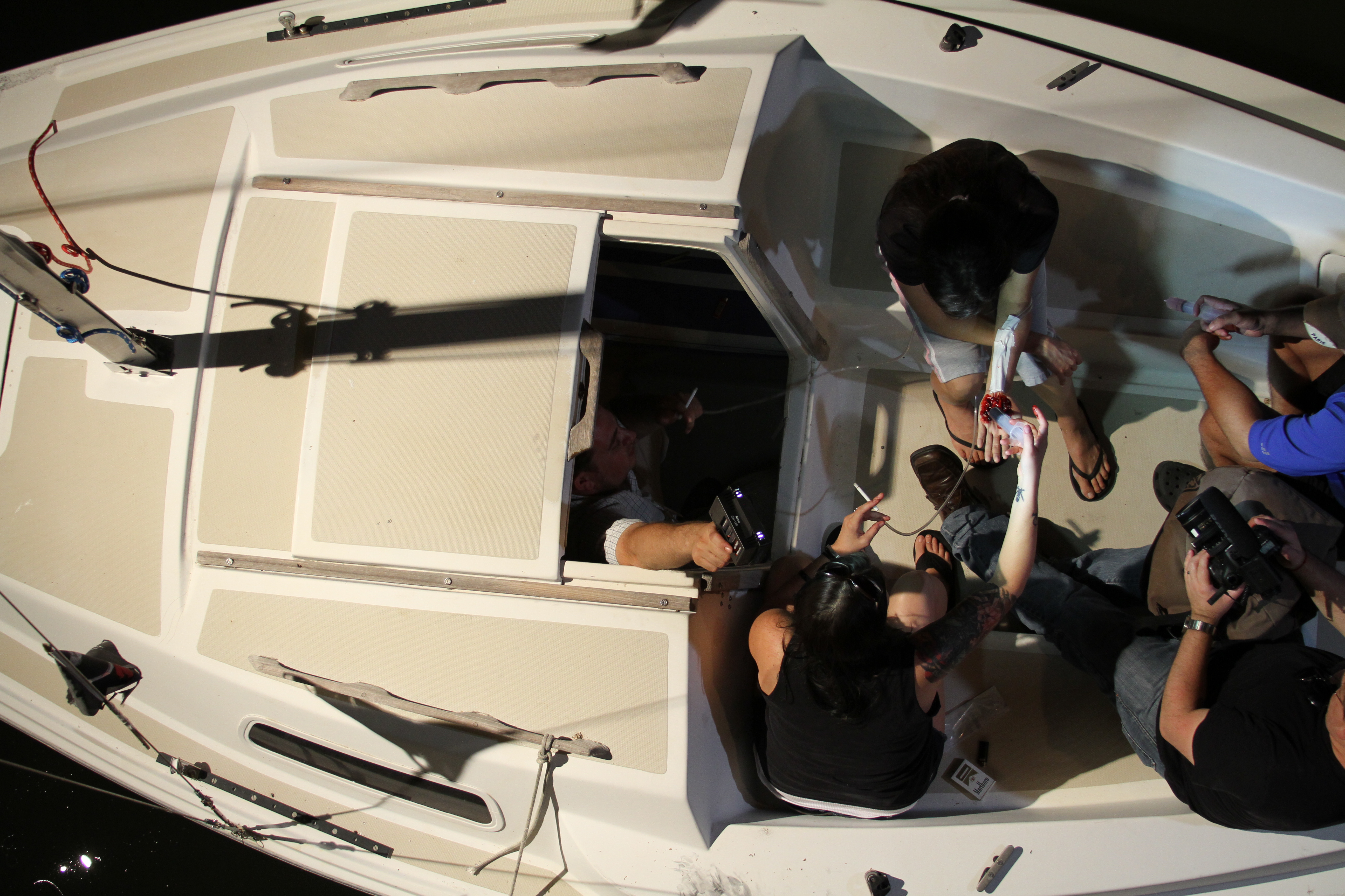After planes, and snakes, and owls, we wrapped a LONG day during Splatterfest contest weekend filming in the boat.