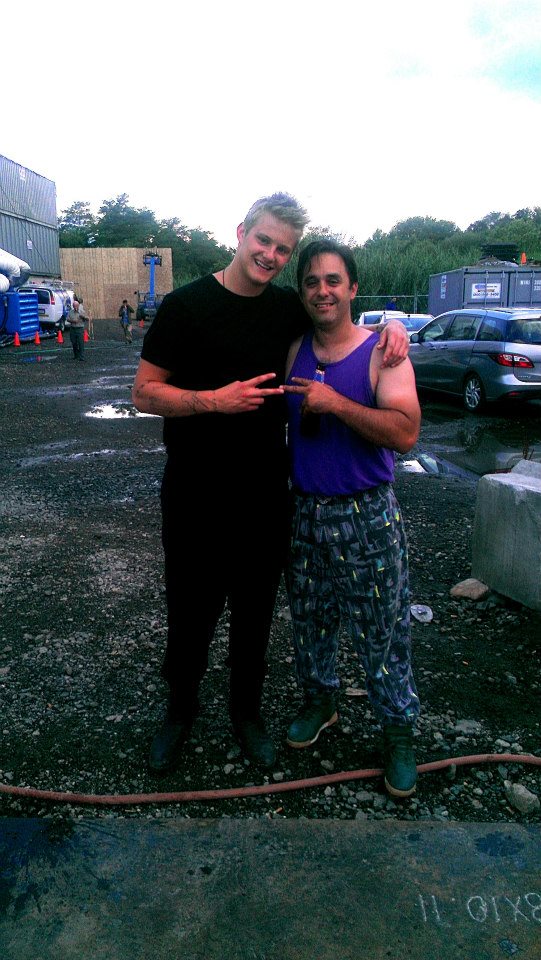 Tom with his buddy Alexander Ludwig on the set of 