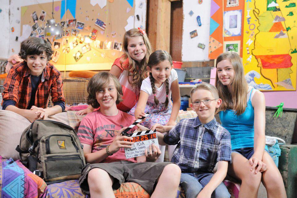 Connor on the set of The Ferret Squad with castmates Conner Dwelly, Dylan Schmid, Sierra Pitkin, Sean Michael Kyer and Emma Tremblay