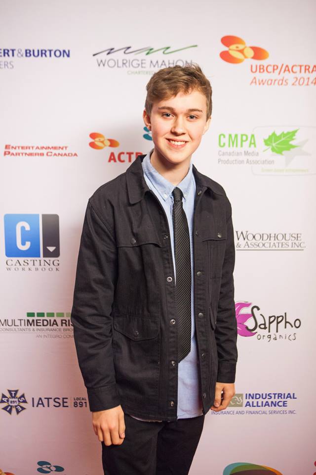 On the red carpet at the UBCP/ACTRA awards, Vancouver Playhouse, November 22, 2014