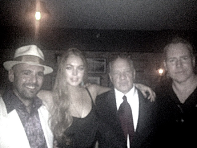 Left to right: John DeFazio, Lindsay Lohan, Paul Schrader, Bret Easton Ellis.