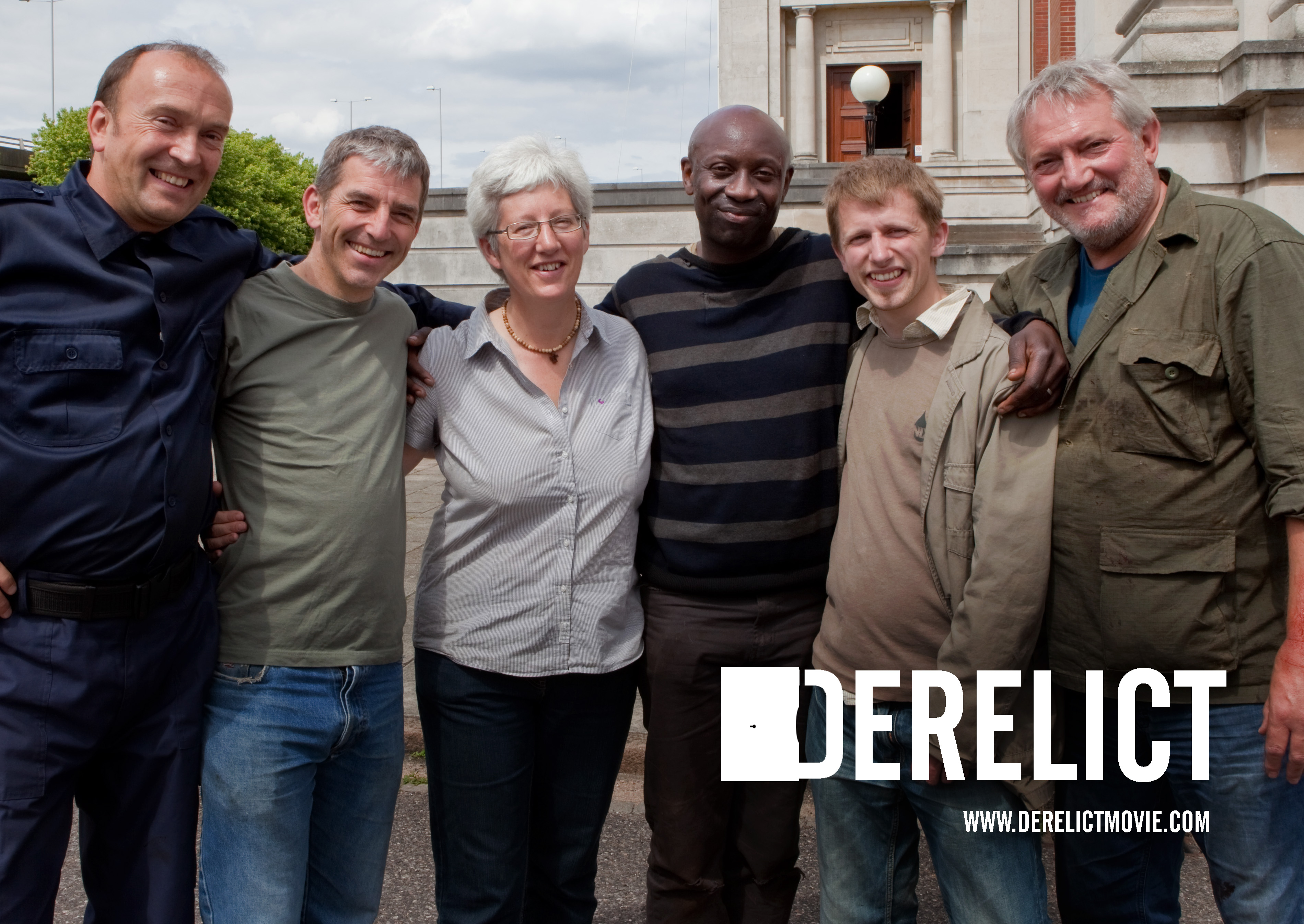 DERELICT: On set. Director, Producers, Lead Actors.