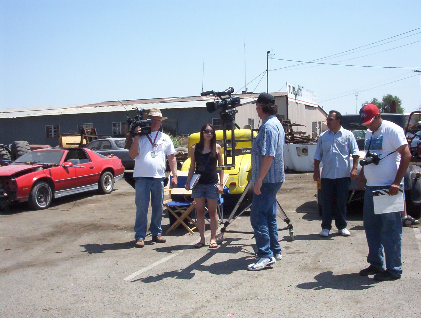 Behind Scene at Turners Auto Wrecking during the Filming of HOT ROD HORROR